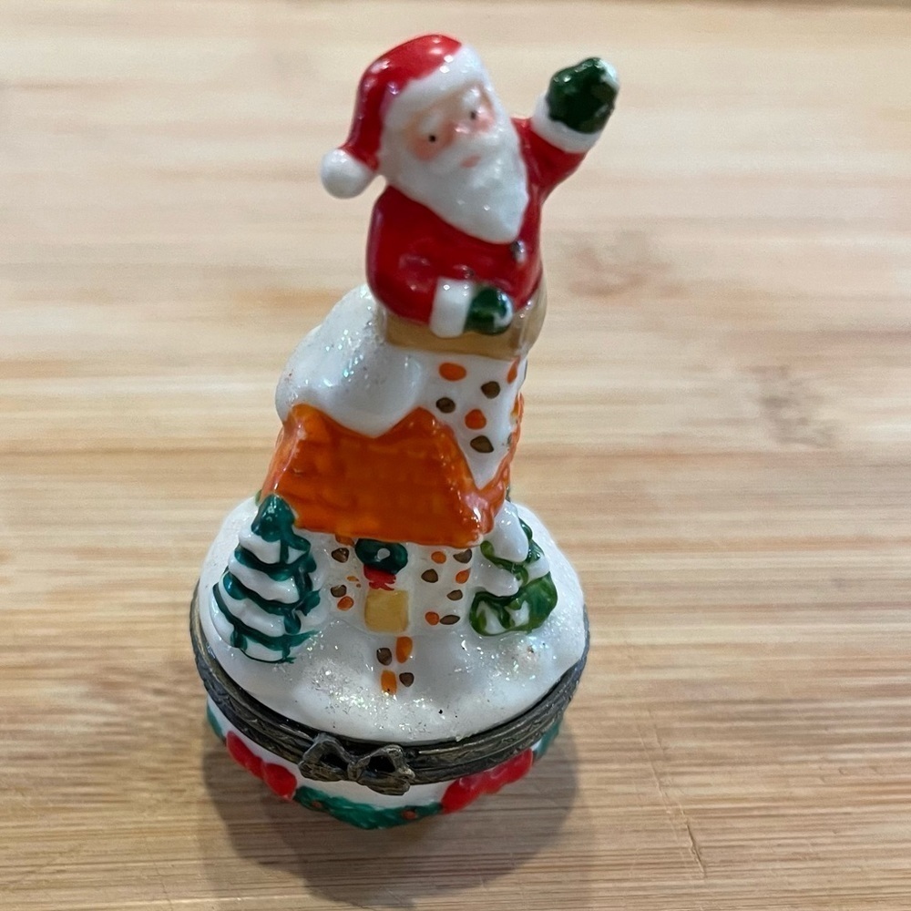 Vintage Midwest Of Cannon Falls Santa Claus In A Chimney Candy Jar Trinket